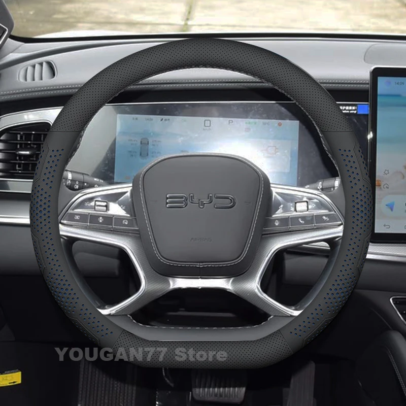 

Leather Car Steering Wheel Cover For BYD Sealion 5 6 7 Atto 2 3 Seal U dmi Shark 06 King dmi M6 M9 Dolphin Mini Accessories 2025