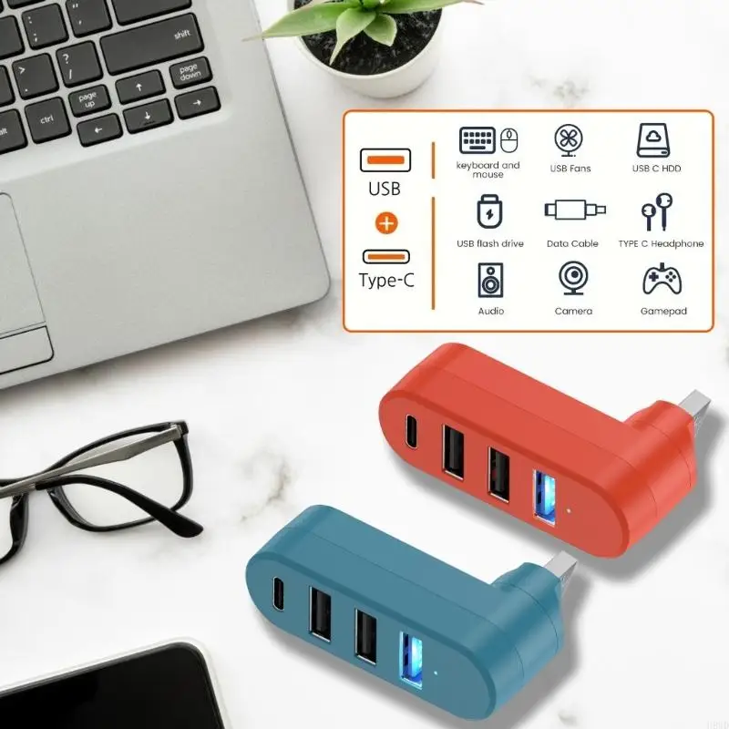 Portable Travel USB Adapter 180 Degree Rotation USB3.0 Data Power Extender Fit Tight Space On Any Device H8WD