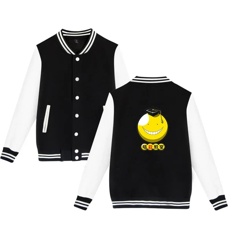 Anime Assassination Classroom Baseball Uniform Fleece Jacket Women Men Streetwear Hip Hop Long Sleeve Pink Hoodie Sweatshirts