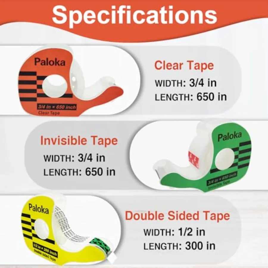 Verscheidenheidspakket Cadeaupapier 12 rollen met dispensers Inclusief onzichtbare tape Dubbelzijdige tape Doorzichtige tape voor inpakpapier