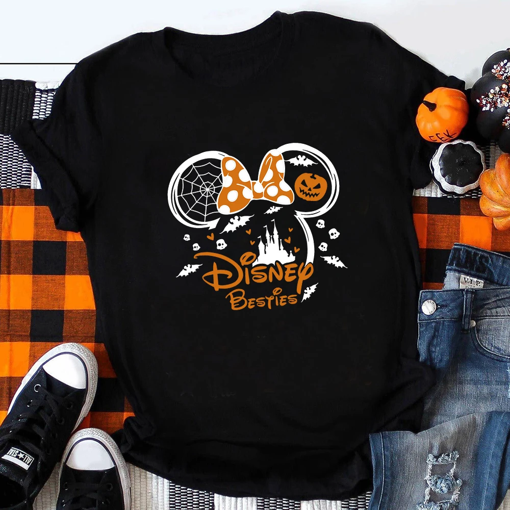 Disney Cartoon wesołego Halloween ubrania Jack szkieleton nadruk Mickey kobiet magiczne królestwo mody Disneyland wakacje T Shirt