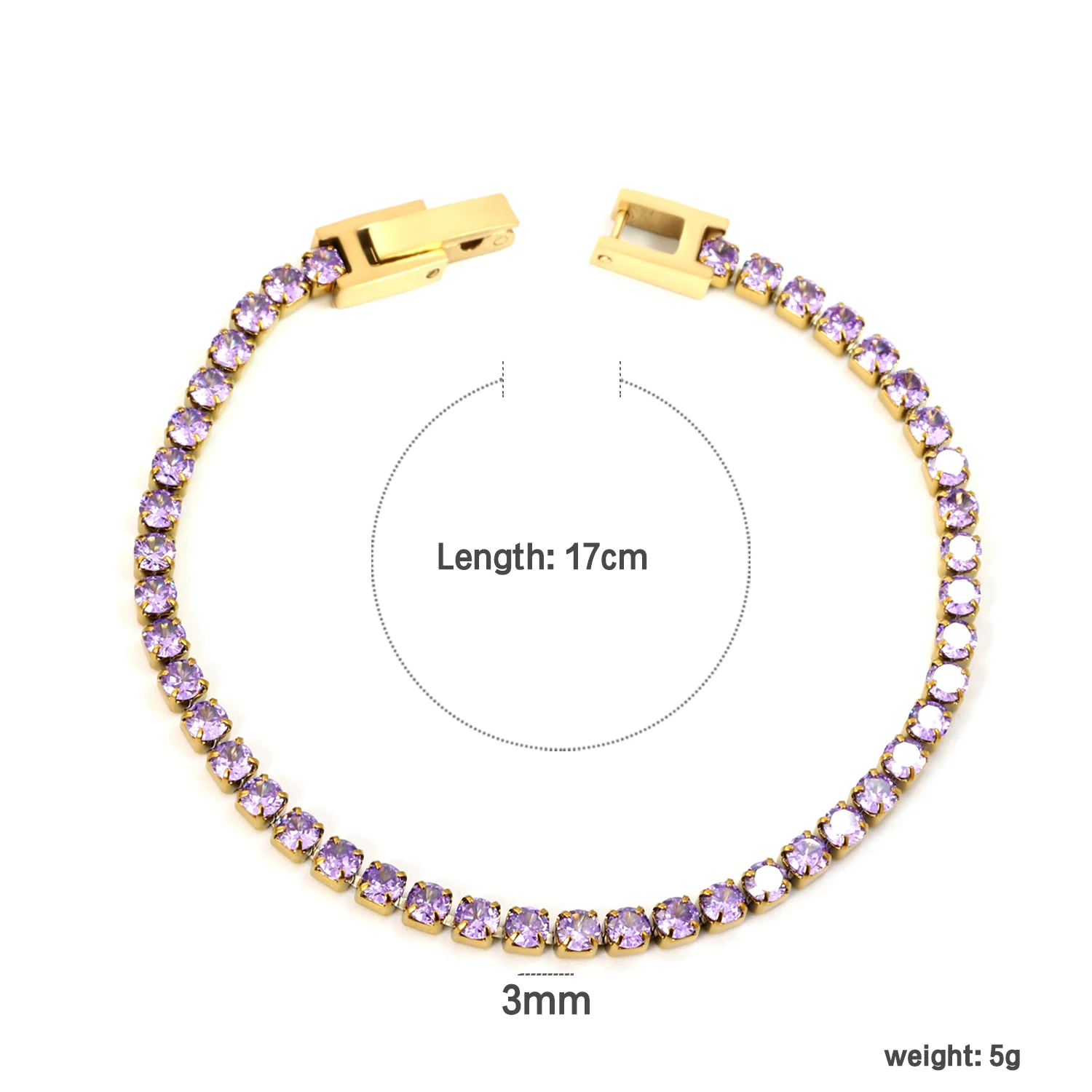 ASONSTEEL 2/3mm Bracelets Stainless Steel Colorful Cubic Zirconia Charm Chains Bracelets Crystal Delicate Bling Wedding Jewelry image 3