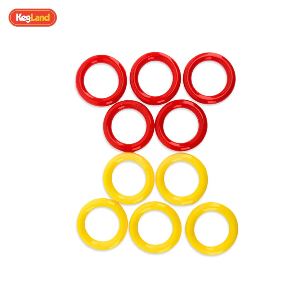 KegLand Sellado para Conector Ball Lock Paquete de 10 juntas tóricas de silicona codificadas en color (5 gases rojos + 5 x líquido amarillo) Cerveza