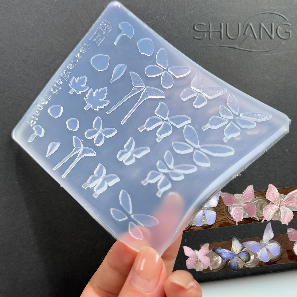 

3D Butterfly Maple Leaf Silicone Nail Carving Mold Stereo Effect Splicing Butterflies Christmas Nail Art Template DIY Nail Mould