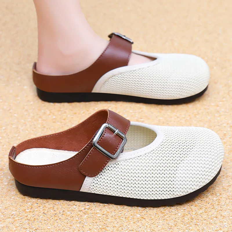

Mesh Flats Slippers Sandals Women 2025 Slides spring autumn New Outdoor Fashion Cusual Soft Sole Dress Women Shoes Zapatos Mujer