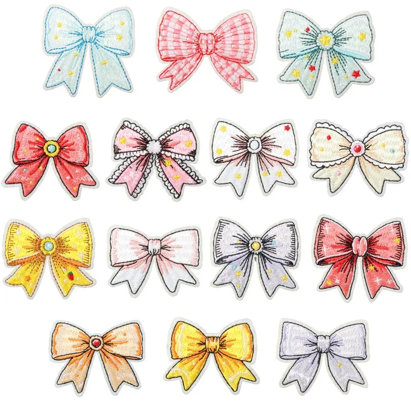 Creative Bow Embroidery Sew Iron-on Embroidery Patch Stickers Applique Decoration for DIY Clothes Coats Jeans T-shirt Hat Bags