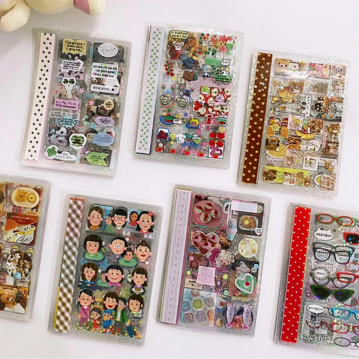 18 Sheets Japanese Kawaii Bear Food Theme Scrapbook Stickers 2-Sided Clear PET Phone Case Decor Supplies image 3