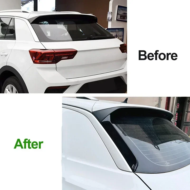 1 Pair Car Rear Window Side Spoiler Wing Tail Styling Trim Stickers For VW T-ROC R R-Line A11 MK1 2017-2024 Auto Exterior Parts