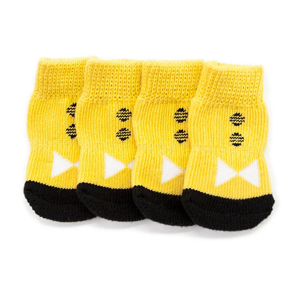 4Pcs Dog Socks Pet Cotton Socks Anti-Slip Design Warm Protection Against Cold Snow Ice Salt Easy Carry Comfortable Fit