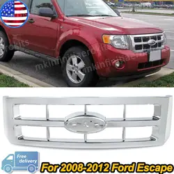 MAGICKIT Fits For Ford Escape 2008-2012 Front Upper Grille Chrome Plastic Front Bumper Grille Painted Factory Style Accessories