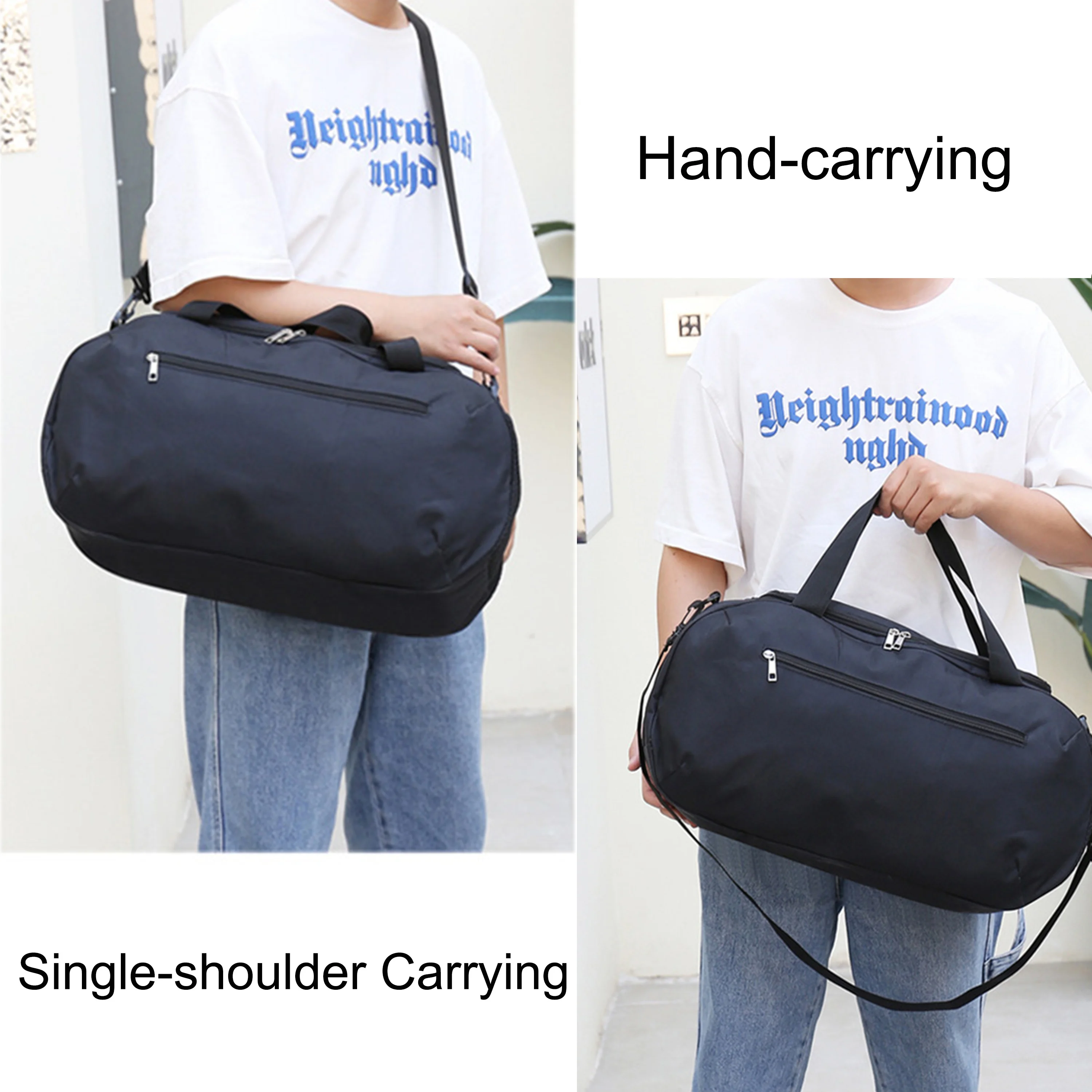 Fun “Don‘t Touch My Bag”Print Lightweight Zipper Luggage Bag Large Capacity Foldable Storage Multifunctional Gym Storage Bag