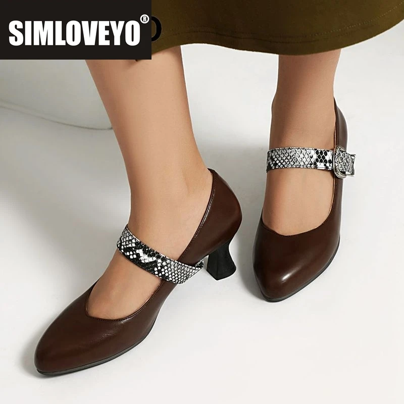 

SIMLOVEYO Брендовые женские туфли-лодочки с острым носком на странном каблуке 5,3 см с пряжкой и ремешком, разноцветные, большие размеры 46, 47, 48, офисные женские туфли для свиданий