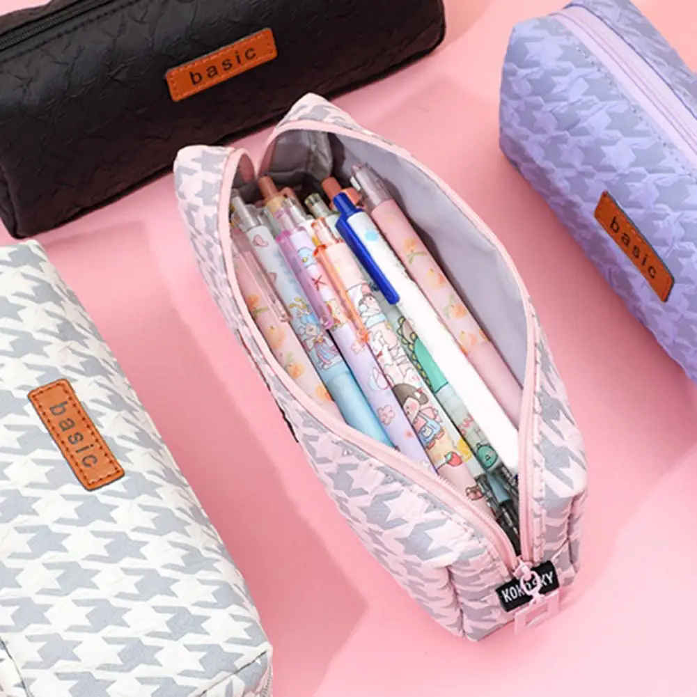 حقيبة أقلام رصاص مقاومة للماء ذات سعة كبيرة مع إغلاق بسحاب ، حامل ممحاة القلم ، حقيبة قرطاسية للمكتب والمنزل