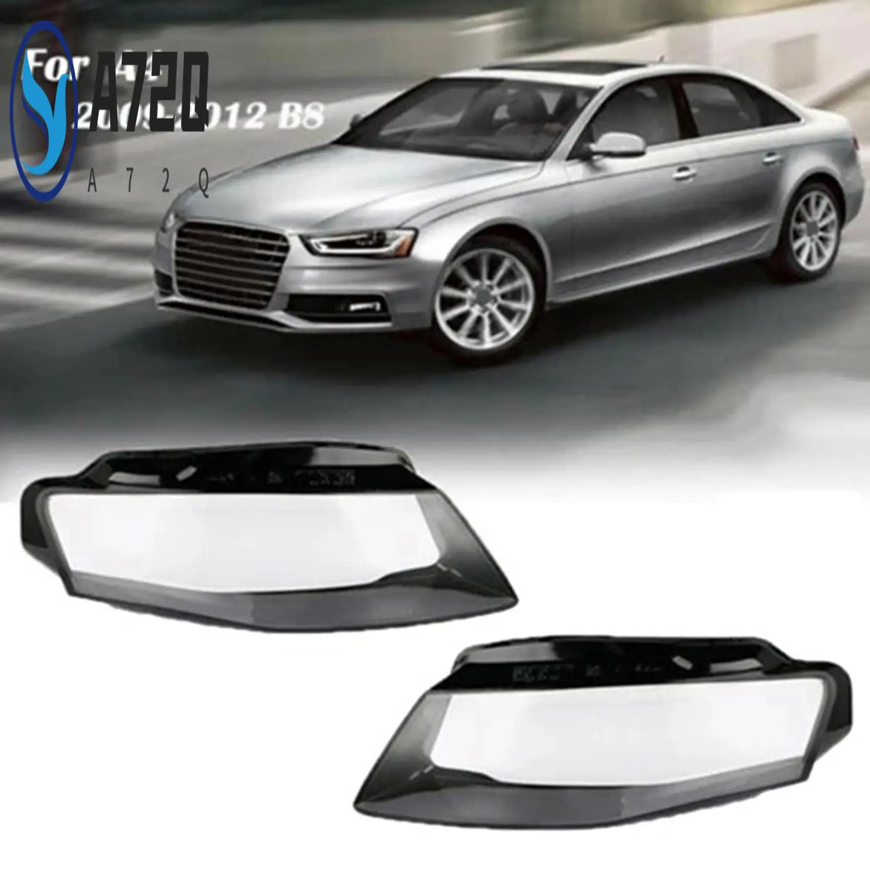 

A72Q-1Pair New Headlight Cover Car Headlight Lens Glass Cover For A4 B8 2008-2012 Lamp Cover Cover Shell