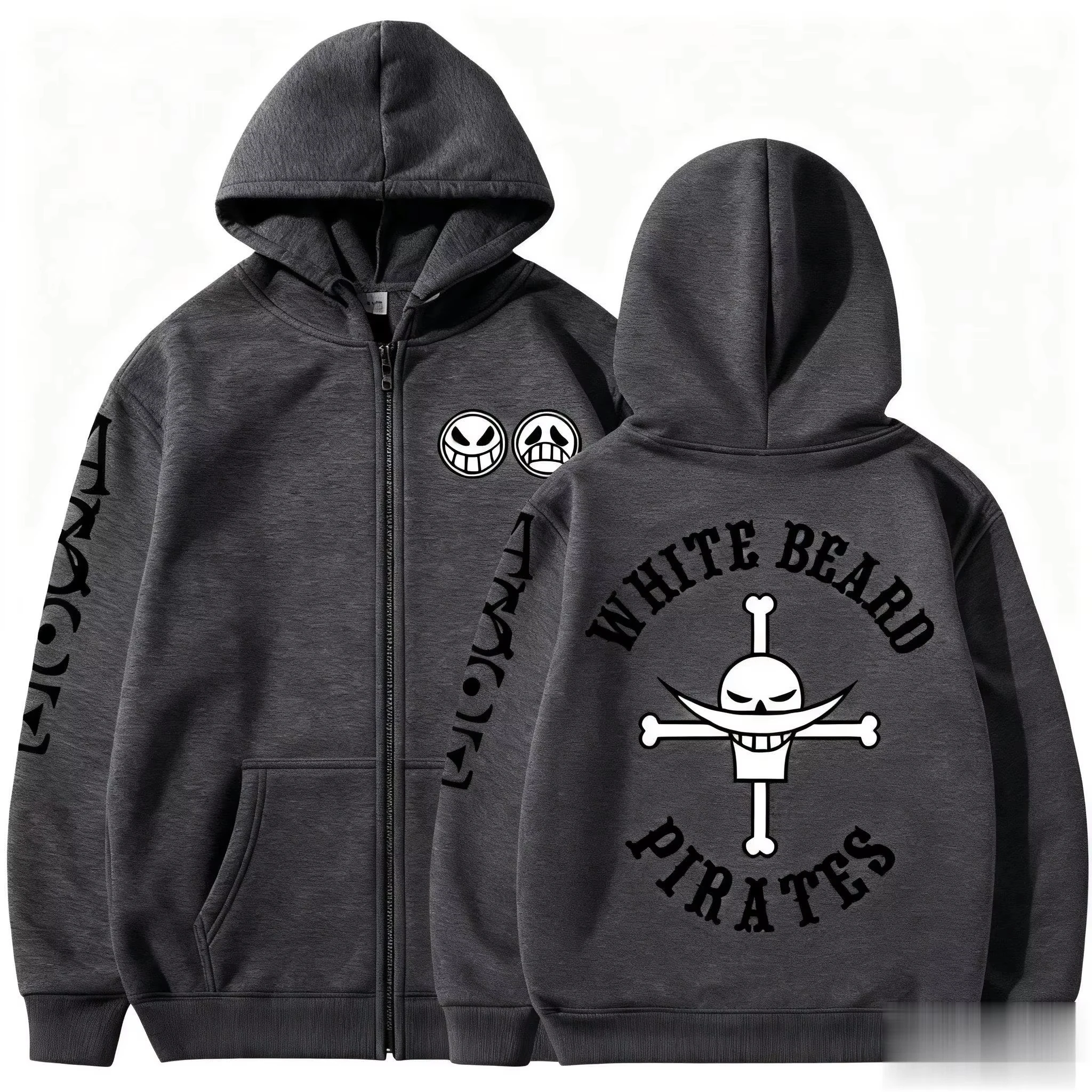 Unisex One Piece Skull Graphic Print Zip Up Hoodie Anime Casual Streetwear Sweatshirt Jacket Men Women Spring and Autumn Fashion view 5