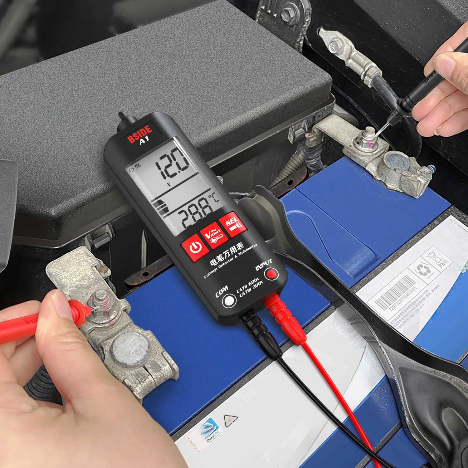 BSIDE Penna Rilevatore di Tensione Senza Contatto Multimetro Digitale Automatico a Penna con NCV Sensibilità Regolabile 6V-1000V Tester di Tensione Resistenza Capacitanza Continuità Diodo Filo Vivo