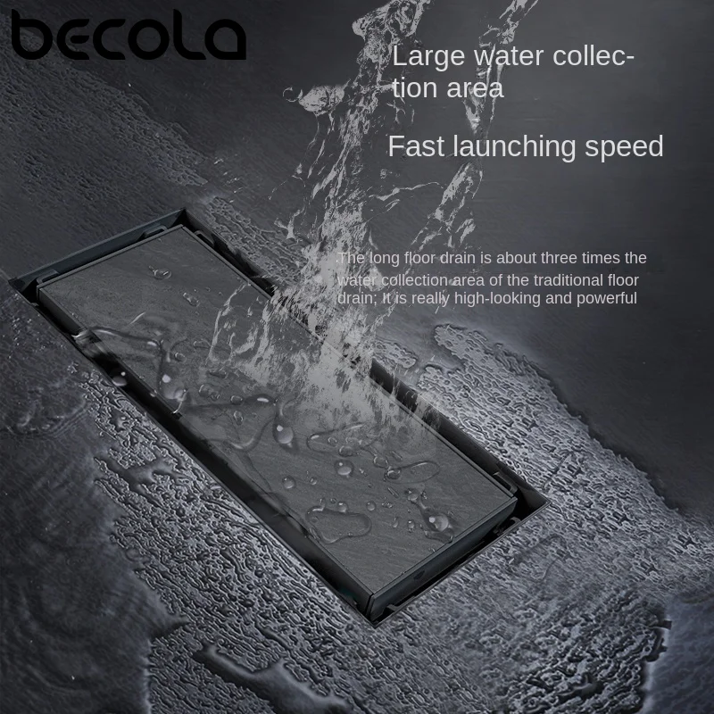 BECOLA Bathtub Stainless Steel Square Invisible Shower Drainer Floor 10X10cm Shower Drain Black/Chrome Floor Drain Tile Drain