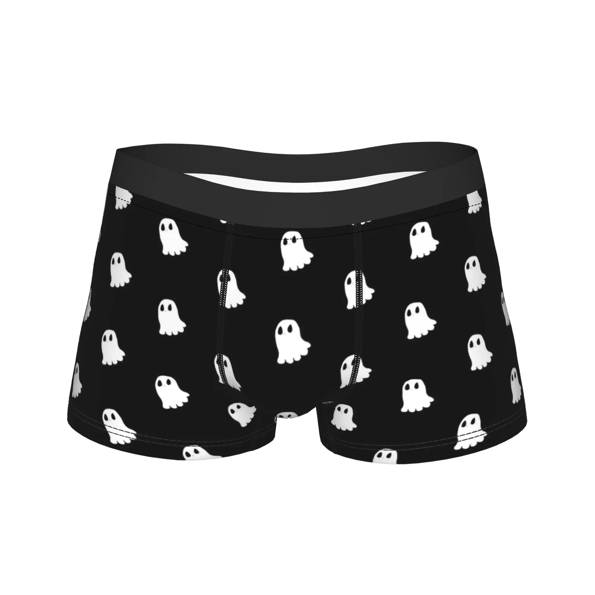 Men Cartoon Halloween Ghost Pumpkin Long Underwear  Funny Boxer Briefs Shorts Panties Male Soft Underpants Plus Size