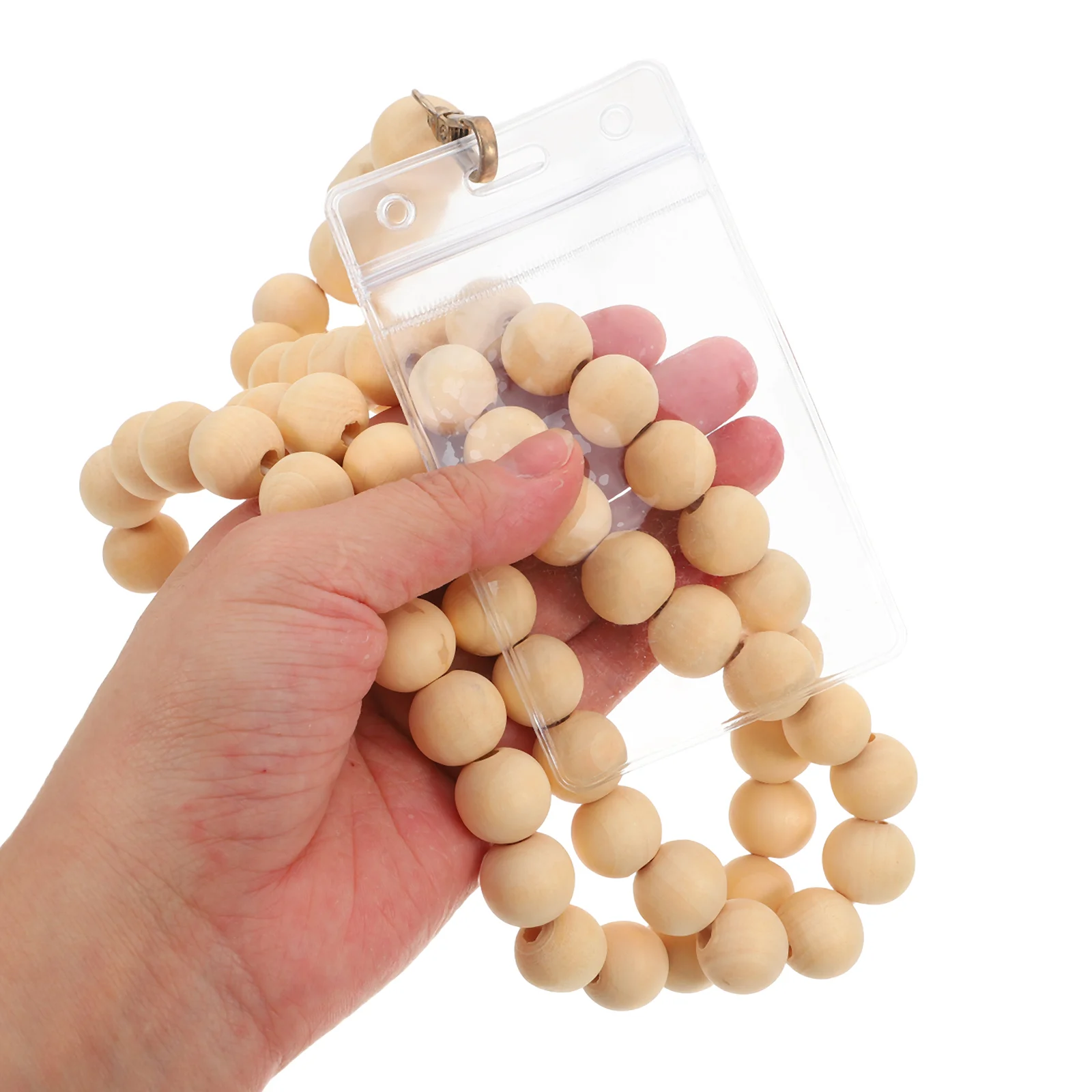 

Wooden Beaded For Id Badges Teachers Nurses Keychain Badge Holder Retractable Lanyards Work Office Elegant Necklace Strap Wood