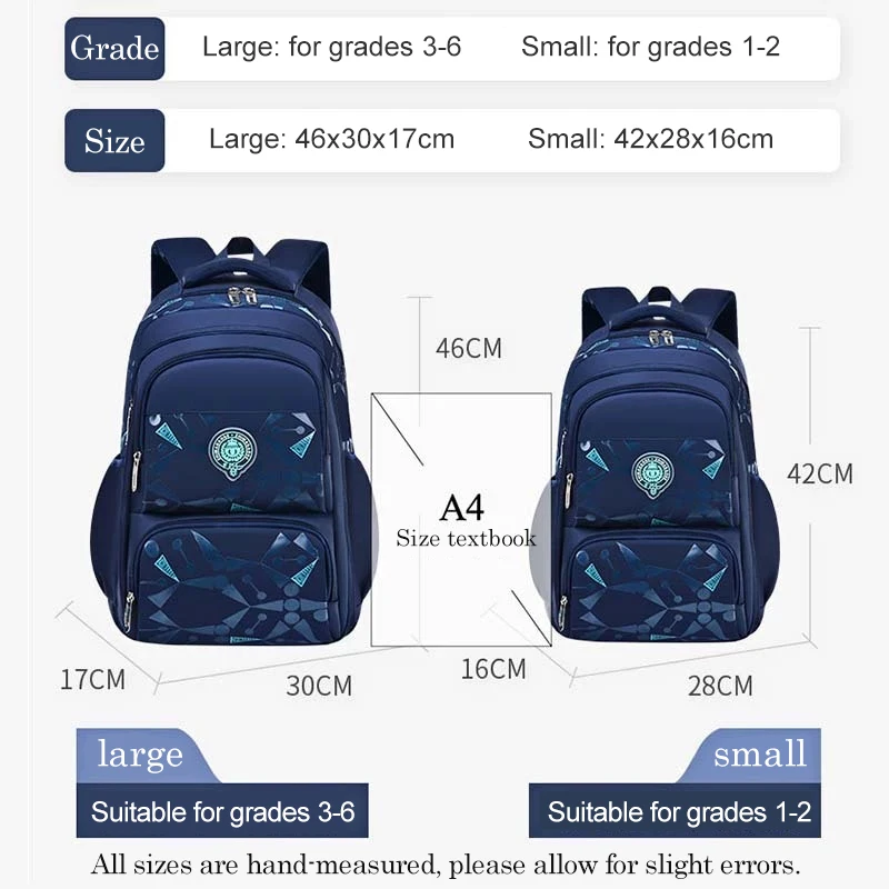 Backpack For Kids Elementary School Student Boys Schoolbag Grade 1-6 Lightweight Backpack Waterproof