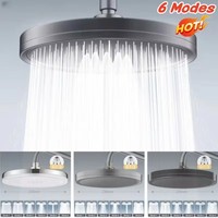 New 6 Modes Rainfall Shower Head Bathroom High Pressure Top Rain Showerheads 360° Rotation Top Spray Shower Faucet Accessories