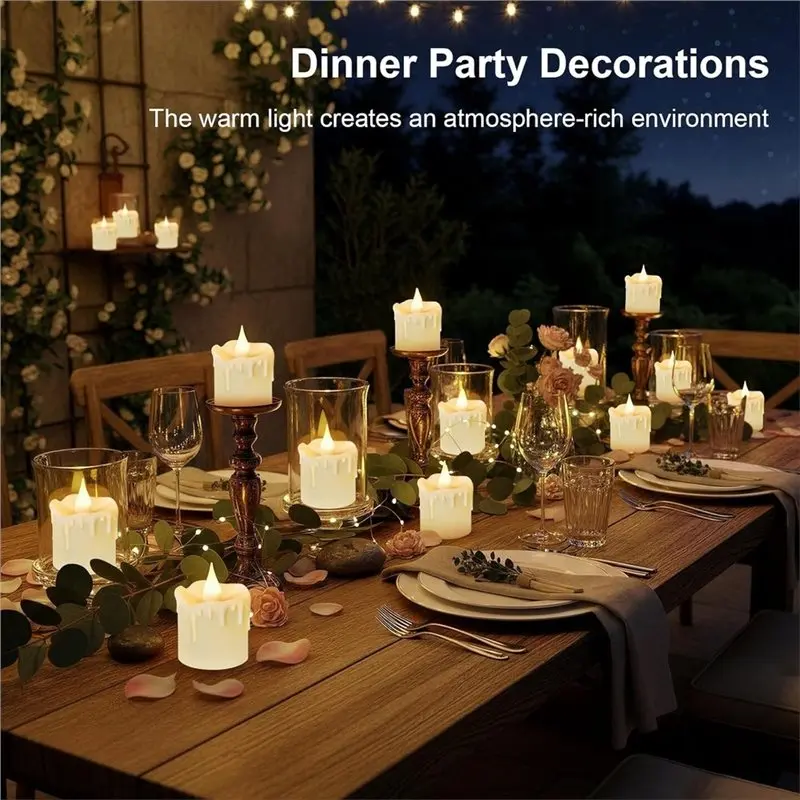 L60A Flameless LED Tea Light Candles Rechargeable With Remote Control And Timer, For Home For Wedding Table Centerpieces Decor