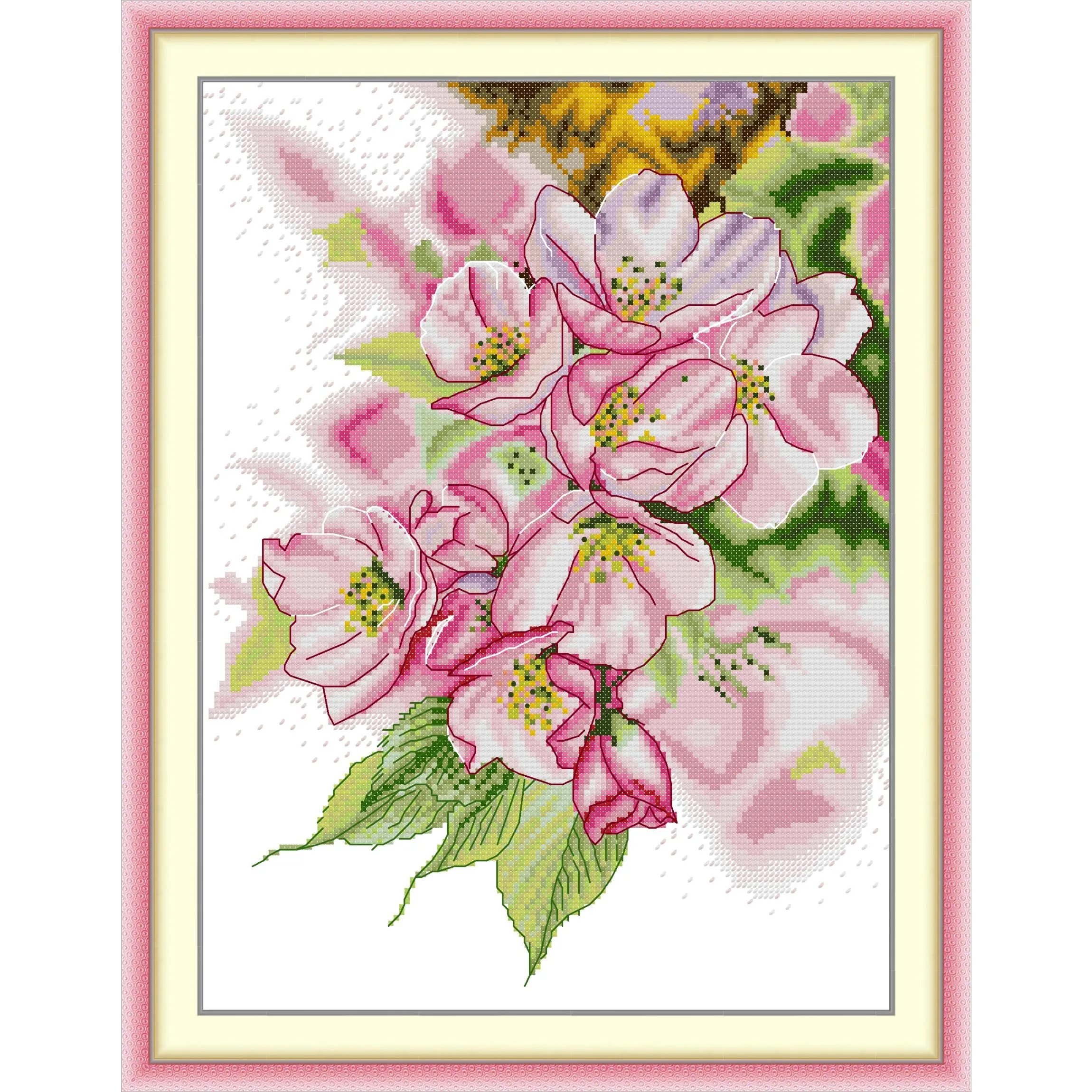 

Joy Sunday Pre-printed Cross Stitch Kit Easy Pattern Aida Stamped Fabric Embroidery Set-Dazzling Magnolia