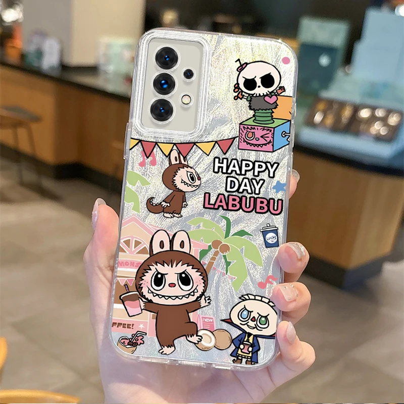 Cute Labubu Cartoon Phone Case for Samsung Galaxy A35 A34 A33 A32 A31 A30 A25 A24 A23 A22 A21 A20 A16 A15 A06 Hard Gradient Case