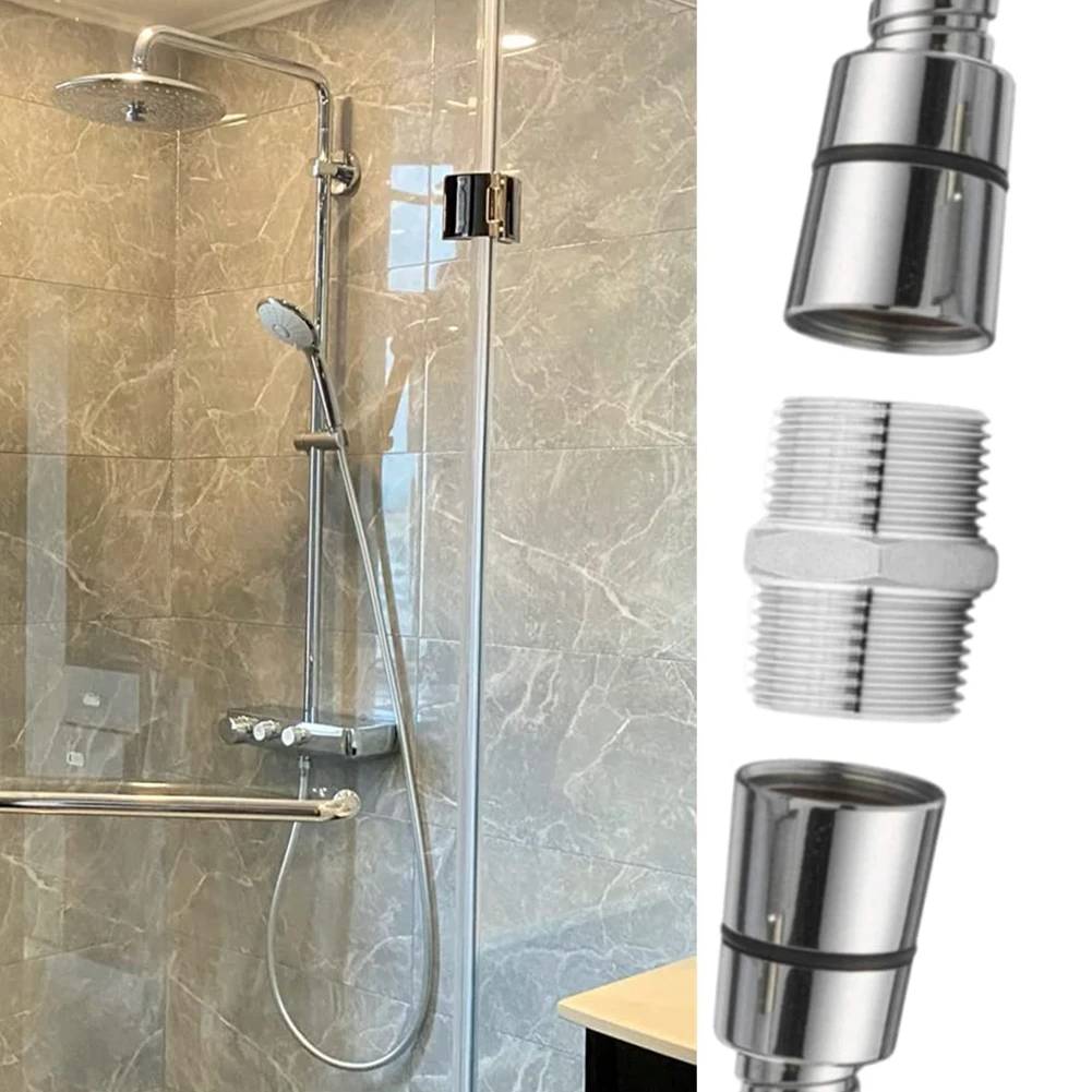 Konektor Shower perpanjangan selang Shower G1/2 Chrome Stainless Steel BSP Male ke Male Adaptor untuk ekstra panjang selang Shower Extender