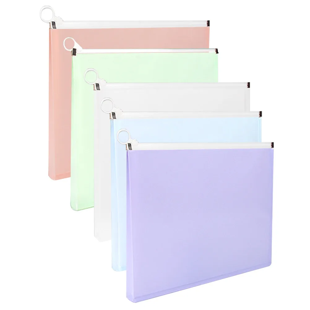 

5Pcs File Folder Pencil Case Set Wear Resistant Zipper Pouch Large Capacity Stationery Bags Pen Organizer Makeup Bag