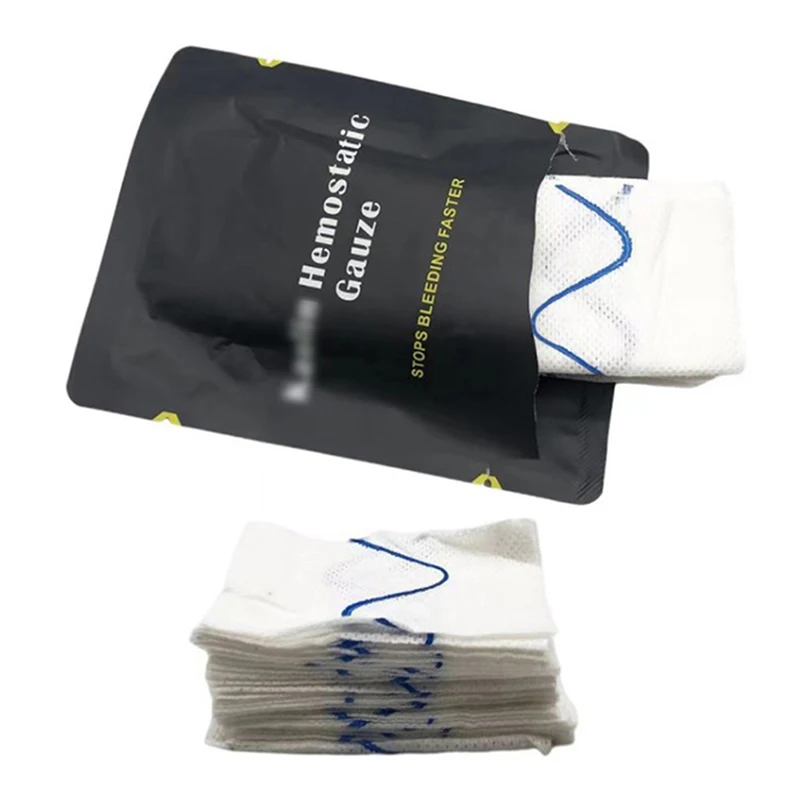 

Medical Wound Dressing Hemostatic Kaolin Gauze Combat Emergency Trauma Z-Fold Soluble For Ifak Tactical Military First Aid Kit