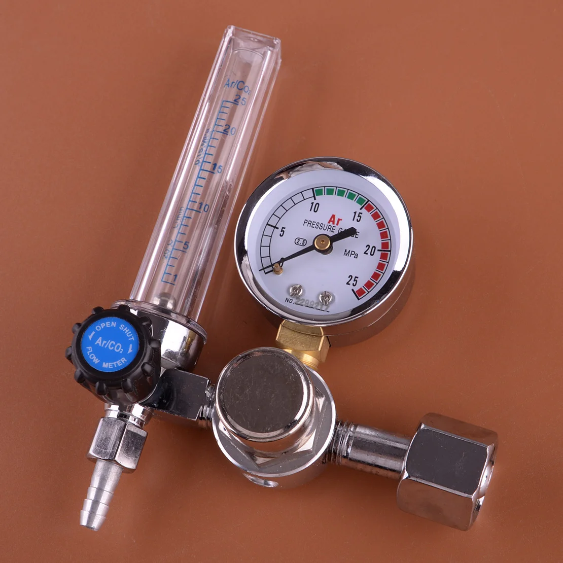 

0-25Mpa Argon CO2 Mig Tig Flowmeter Gas Regulator Welding Gauge Welder Silver Fit for Calibration of Helium Carbon Dioxide