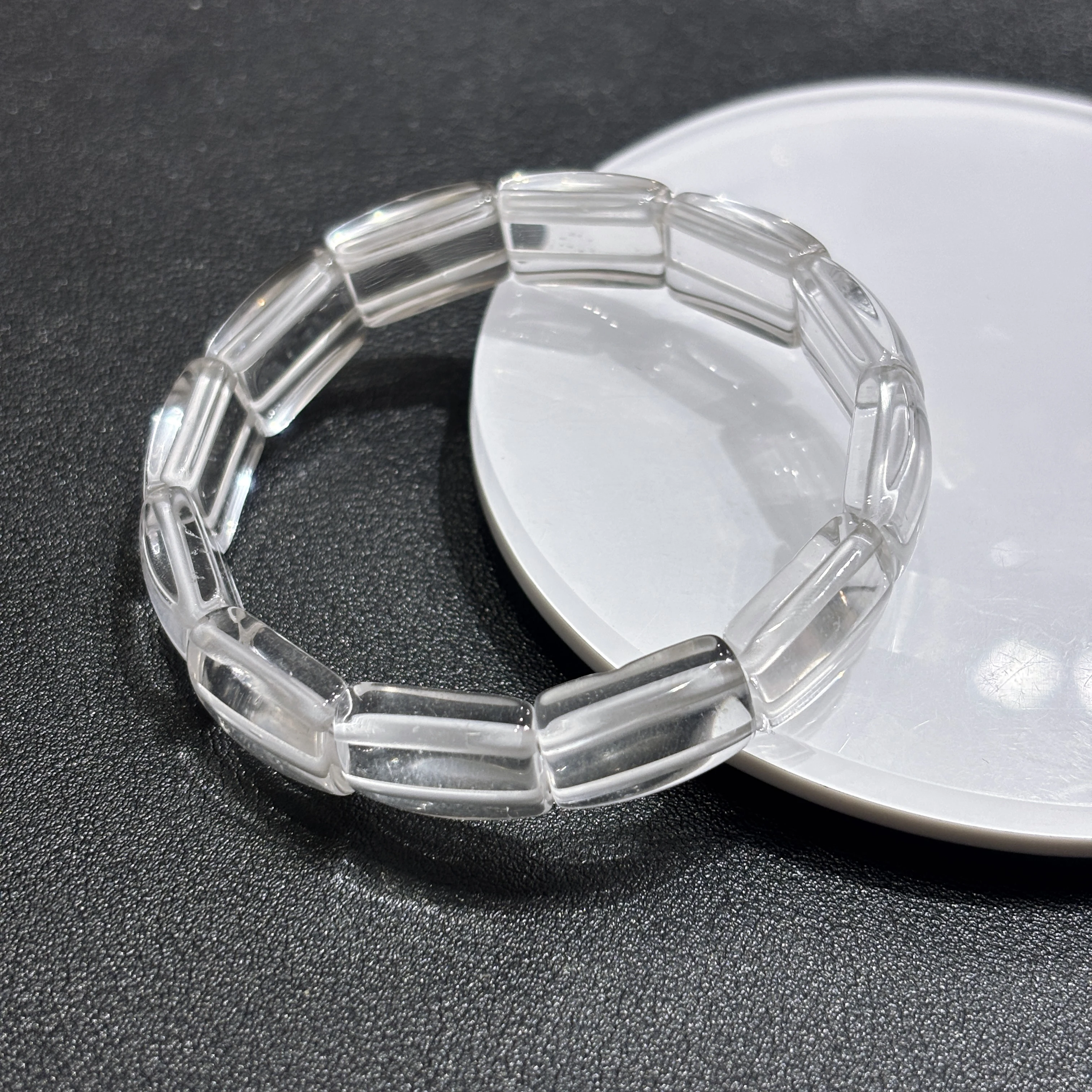 

Natural White Crystal Smooth Square Tablet Bead Bangle,Stackable Minimalist Jewelry,Daily wear,Gift for Girls,Handmade Aesthetic