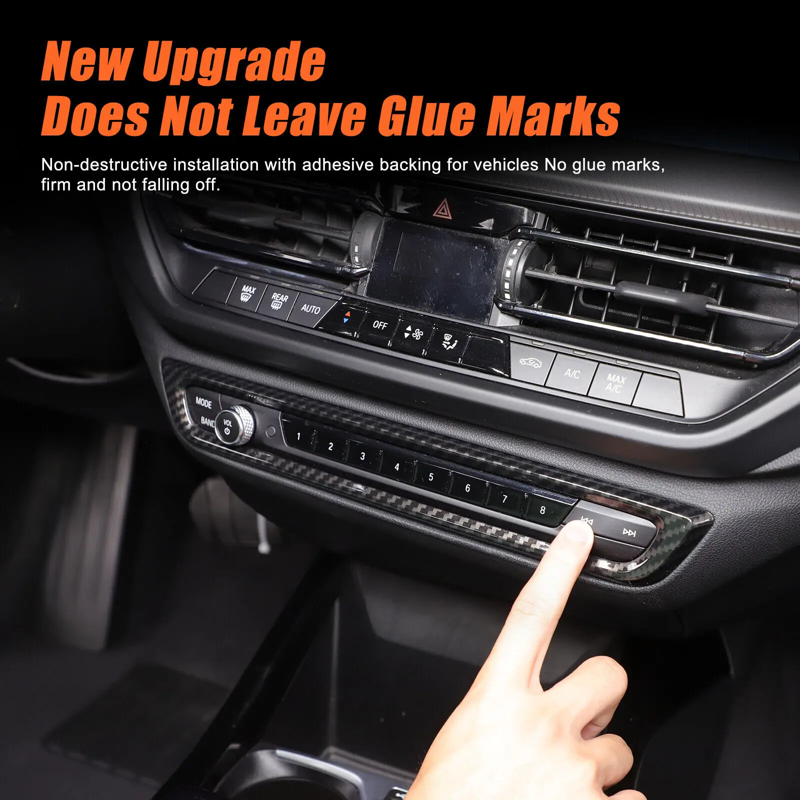 

For BMW 2 Series F44/1 Series 2020-2023 ABS Carbon Fiber Texture Center Control Volume Button Frame Cover Trim Car Accessories