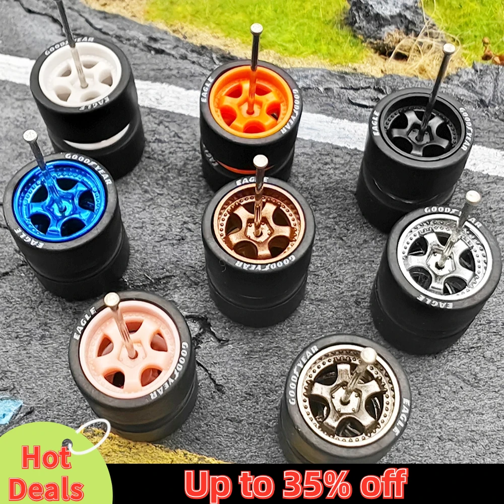 1/64 Wheels with Rubber Tires Work S1 Large Size Refitting Parts for Diecast Model Car Hot Wheels Matchbox Tomica D:13mm 1 Set