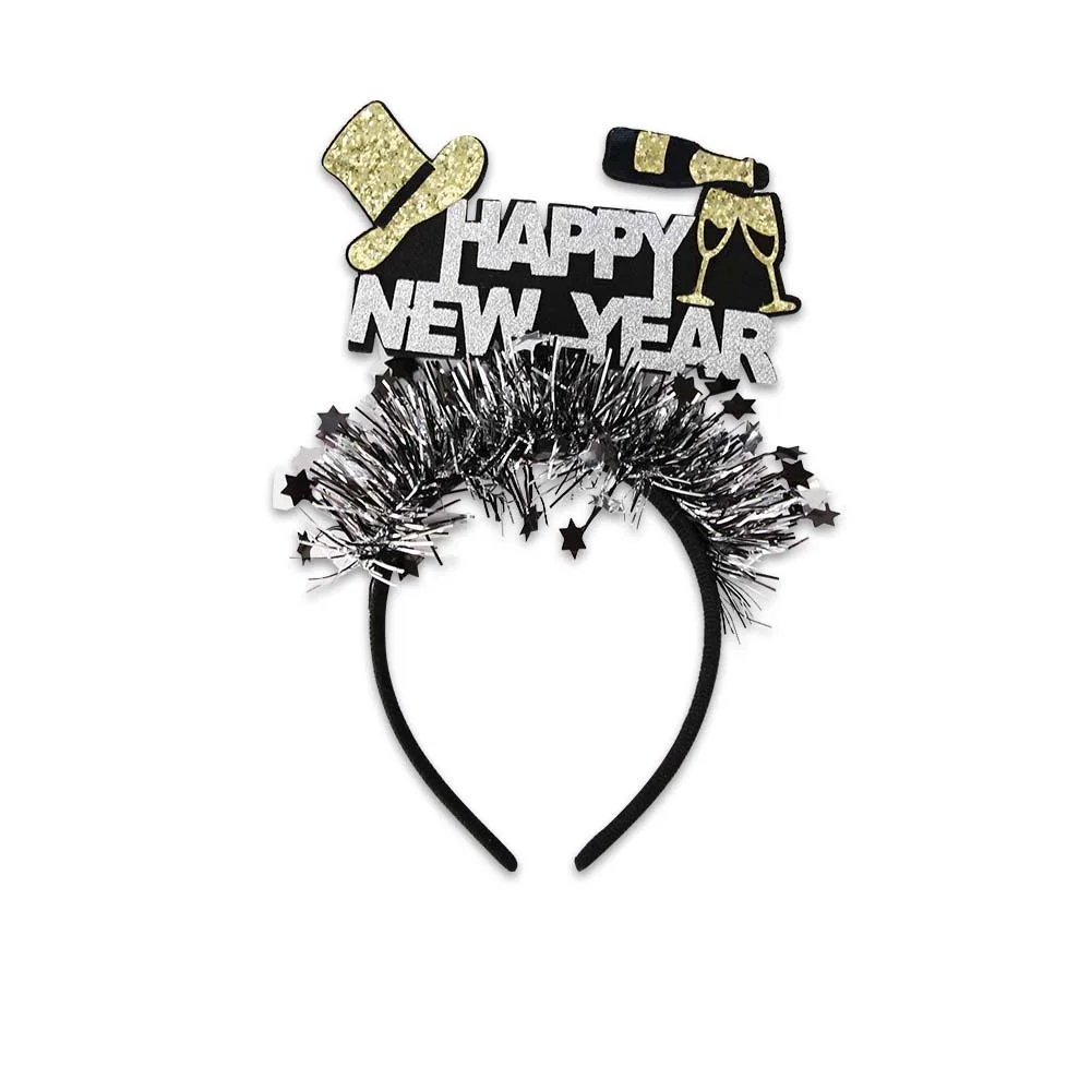 

Sequin 2026 New Year Headband Star/Crown Creative Christmas New Year Headpiece Colorful Headwear Glitter Hair Hoop