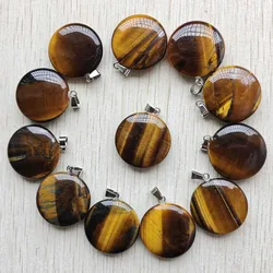 Natural Tiger's eye stone Fashion good quality round shape pendants 25mm diy Necklaces jewelry making 20pcs/lot Wholesale