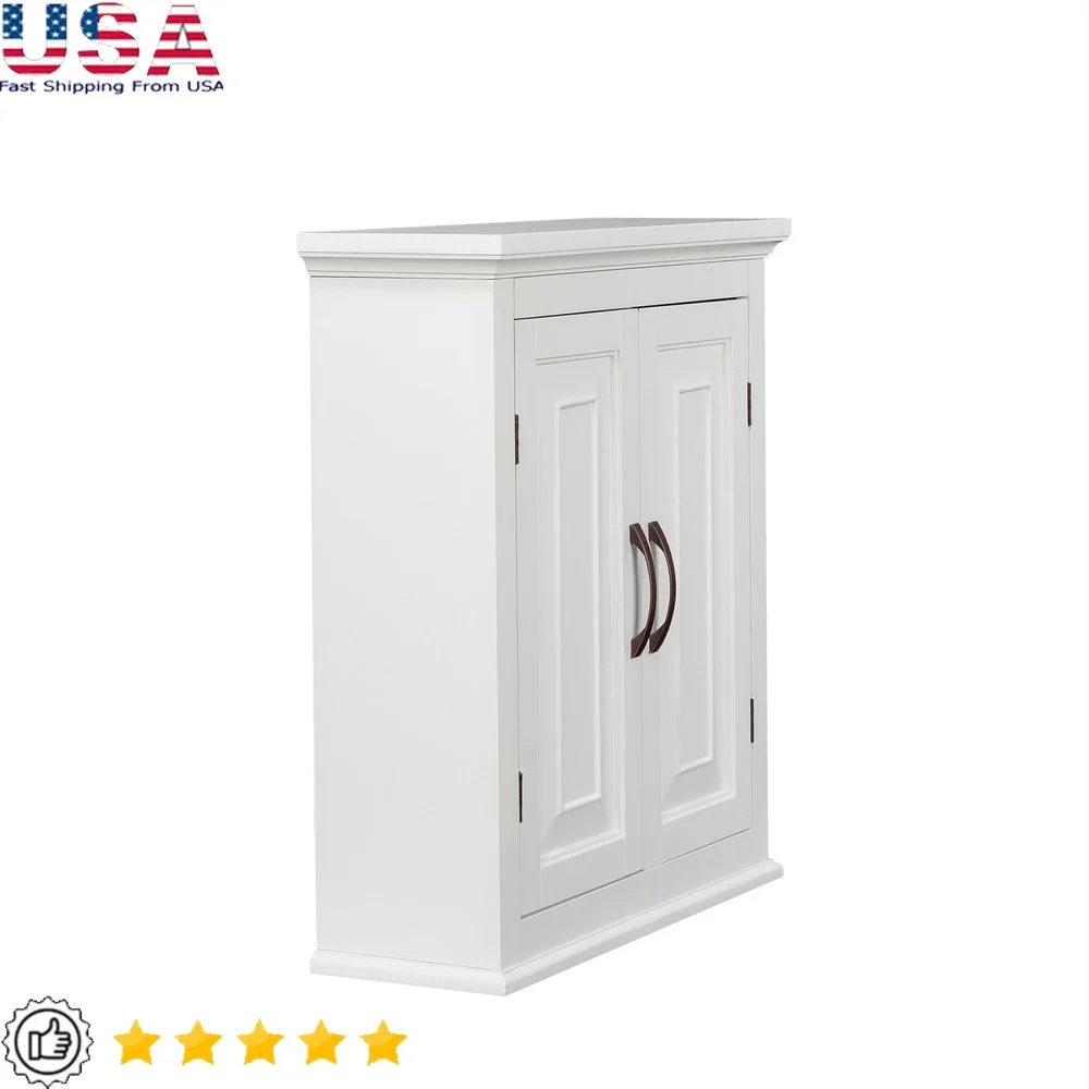 

Elegant Wooden Wall Cabinet with 2 Adjustable Shelves Modern Design Home Storage Easy Assembly Durable Engineered Wood