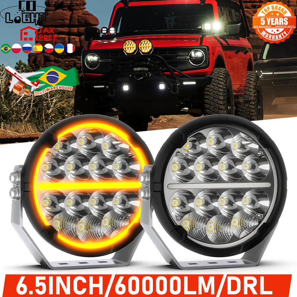 

CO LIGHT NEW 6.5inch Round LED Work Light 60000lm DRL Spot Flood Combo IP68 6900K SUV Projector Lamp for Offroad ATV 4x4 12V 24V