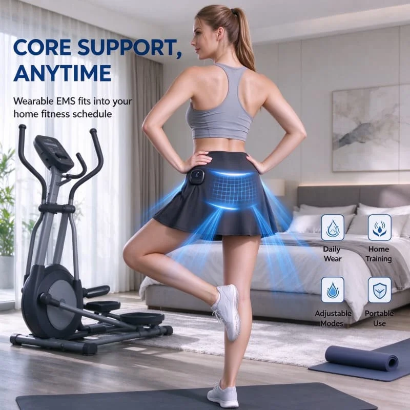 EMS Toning Skirt Women Muscle Fitness Stimulator Rechargeable High Waist For Home Gym Travel Stretch Breathable Quick Dry