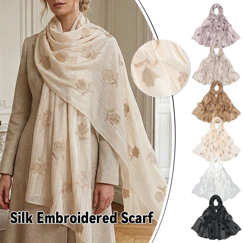 

1pc Summer Embroidered Versatile Long Scarf for Women Fashion Breathable Comfortable Trendy Shawl and Headscarf