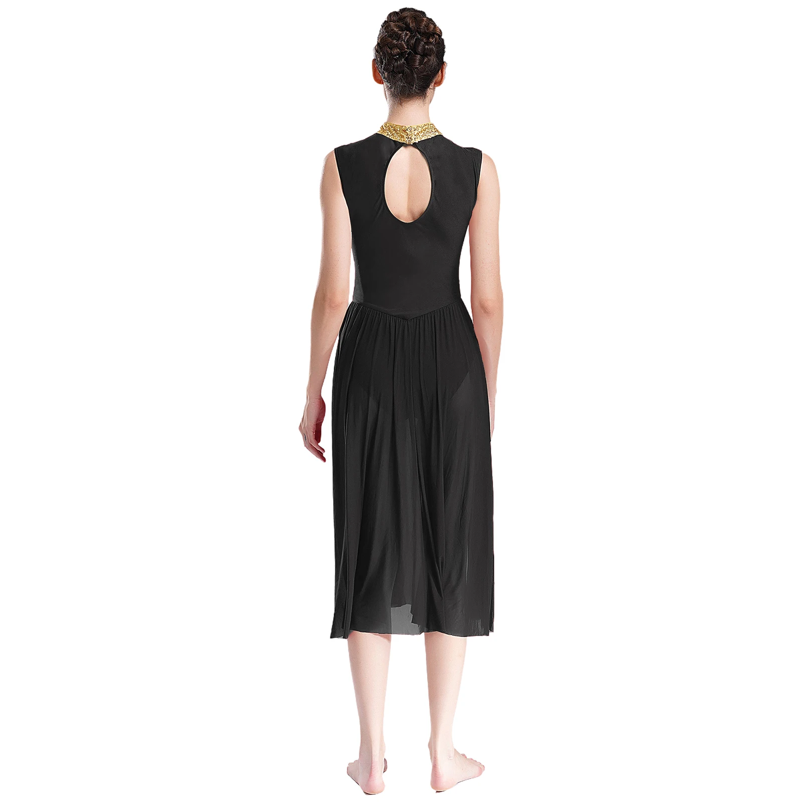 Ginástica Feminina Lantejoulas Brilhantes Fantasia, Performance de Dança Lírica, Collant Split, Malha Tule, Vestido de Louvor, Patinação Artística, Balé