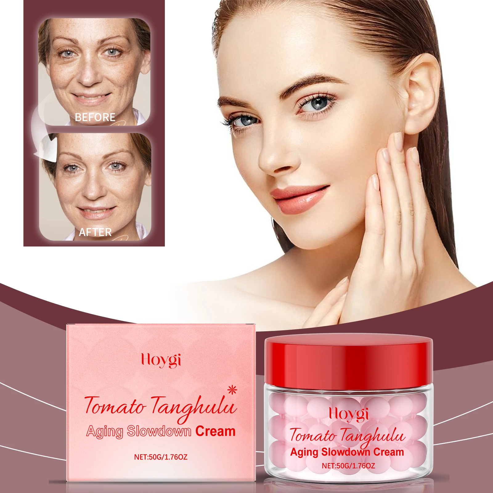 Tomato Tanghulu Aging Slowdown Cream - 50g Antioxidant-Rich Anti-Aging Face Cream with Lycopene