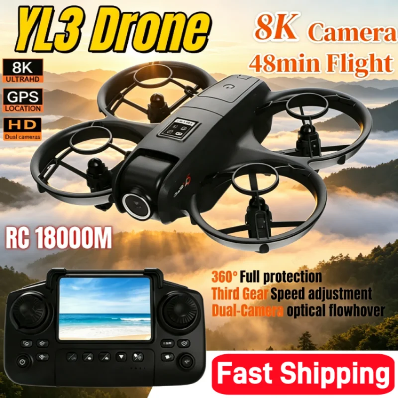 YT3 Drone 8K HD 5G GPS Professional HD Aerial Photography Remote Control Aircraft Dual Camera Brushless Quadcopter Toy
