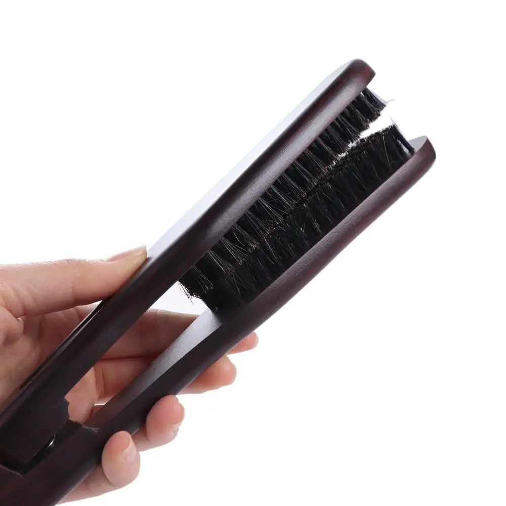 Wear-resistant Wooden Hair Styling Tools Anti-static Durable Bristle Comb V-shaped Double Brush Straightening Comb Women