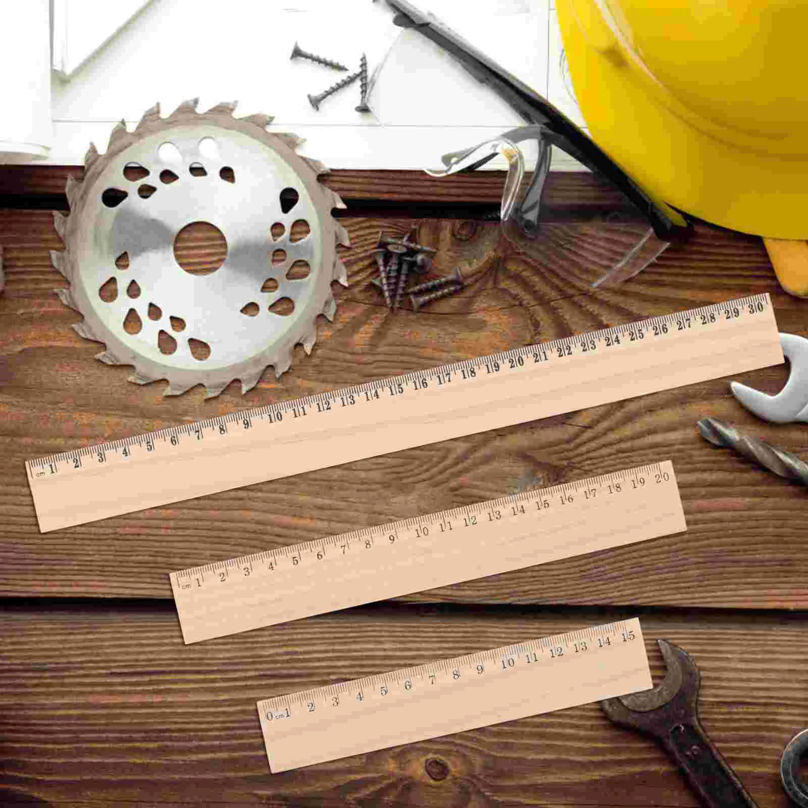 9 Pcs Wooden Ruler Aesthetic Small Straight Edges Rulers Double-sided Scale Drawing Metric for Office Measuring Bulk