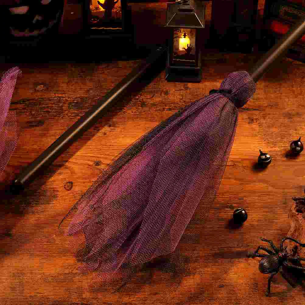 Witch Broom Costume Halloween Decorations Witches Costumes Supplies Plastic Broomstick Kids Toy Set Ornament