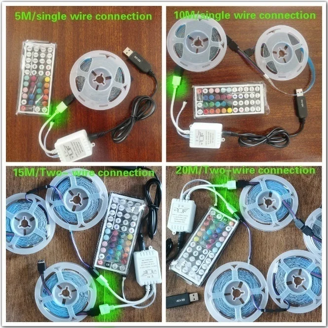 Newest Smart LED Light Strip 44-key Remote ControlLED Strip Lights Music Sync 16 Million Colors RGB LED Lights for Room,TV,Party