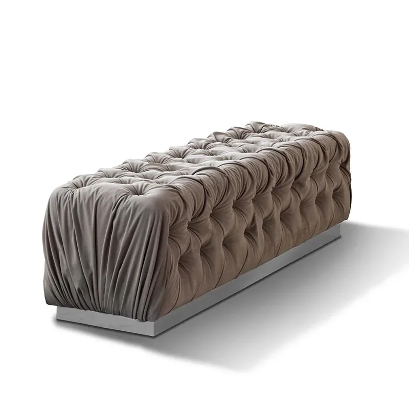 Living Room Bedroom Funiture Bed End Stool Storage Genuine Leather Bed End Stool Bench Upholstered Modern Bench
