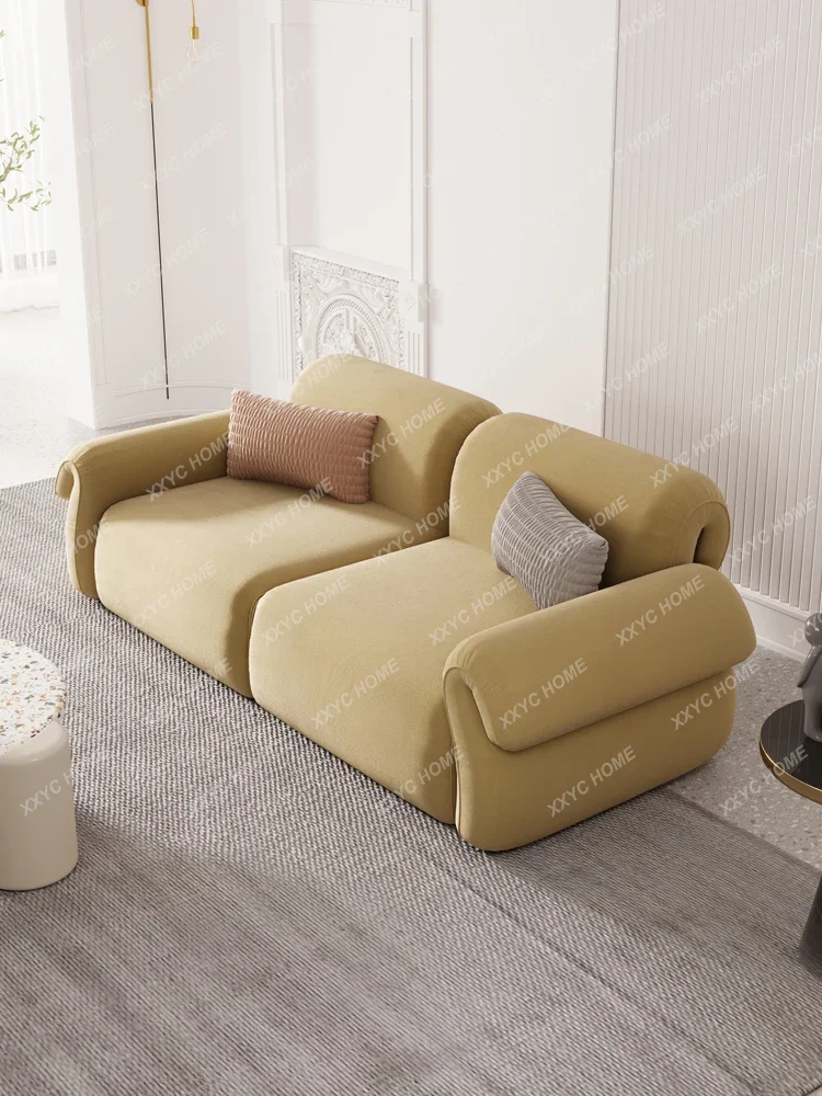 Modern Light Luxury Fabric Sofa Three-Four-Seat Straight-Row Flannel Sofa